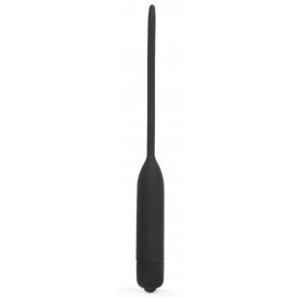 Черный уретральный виброплаг Silicone Vibrating Urethral Dilator - 21 см.