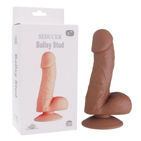 Коричневый фаллоимитатор SEDUCER Ballsy Stud - 16,5 см.