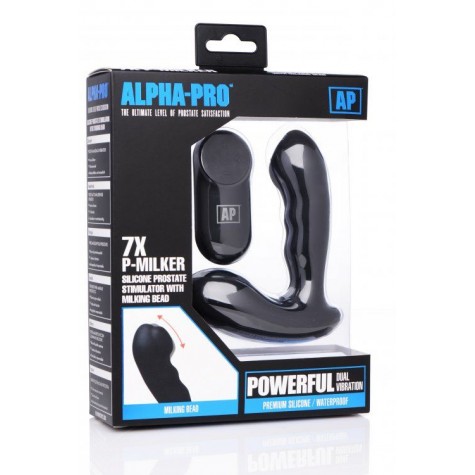 Черный стимулятор простаты Alpha-Pro 7X P-Milker Silicone Prostate Stimulator with Milking Bead